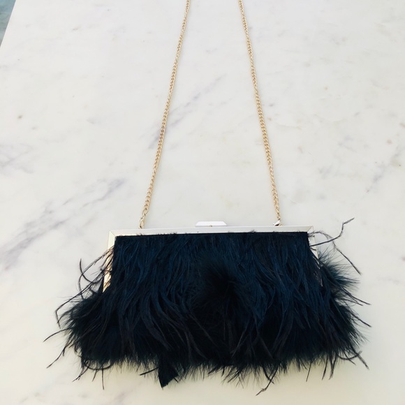 BEBE Luxury OSTRICH Feather Pochette Plume Ella Clutch / Shoulder Bag SOLD - Picture 6 of 13